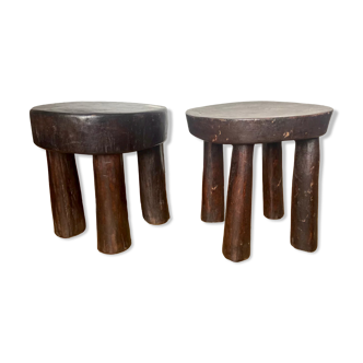 Set of 2 senoufo round stools