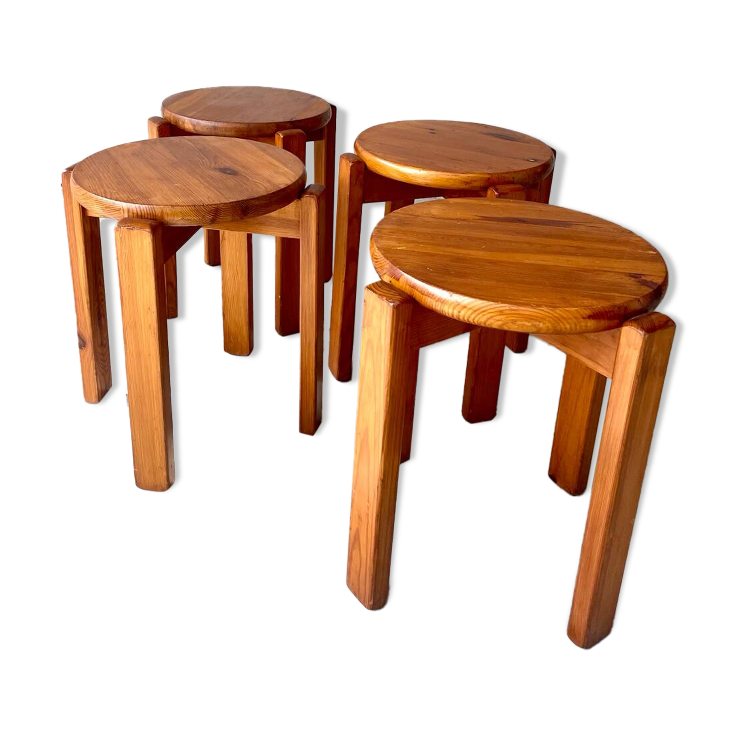 tabourets vintage en bois massif – design scandinave empilabl