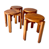 tabourets vintage en bois massif – design scandinave empilabl