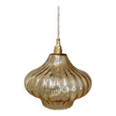 Vintage amber glass globe pendant light