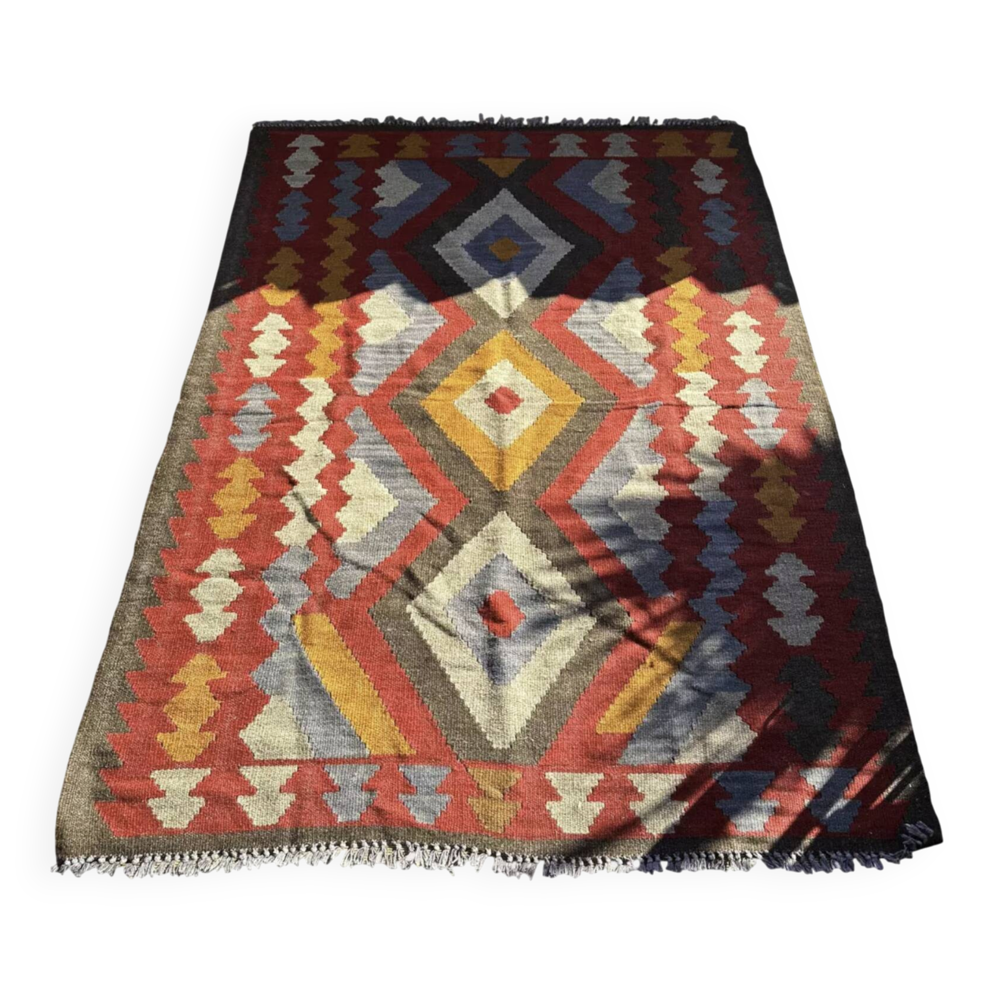 Page 1 of 10 Multicoloured artisanal wool kilim, Turkey 1970s