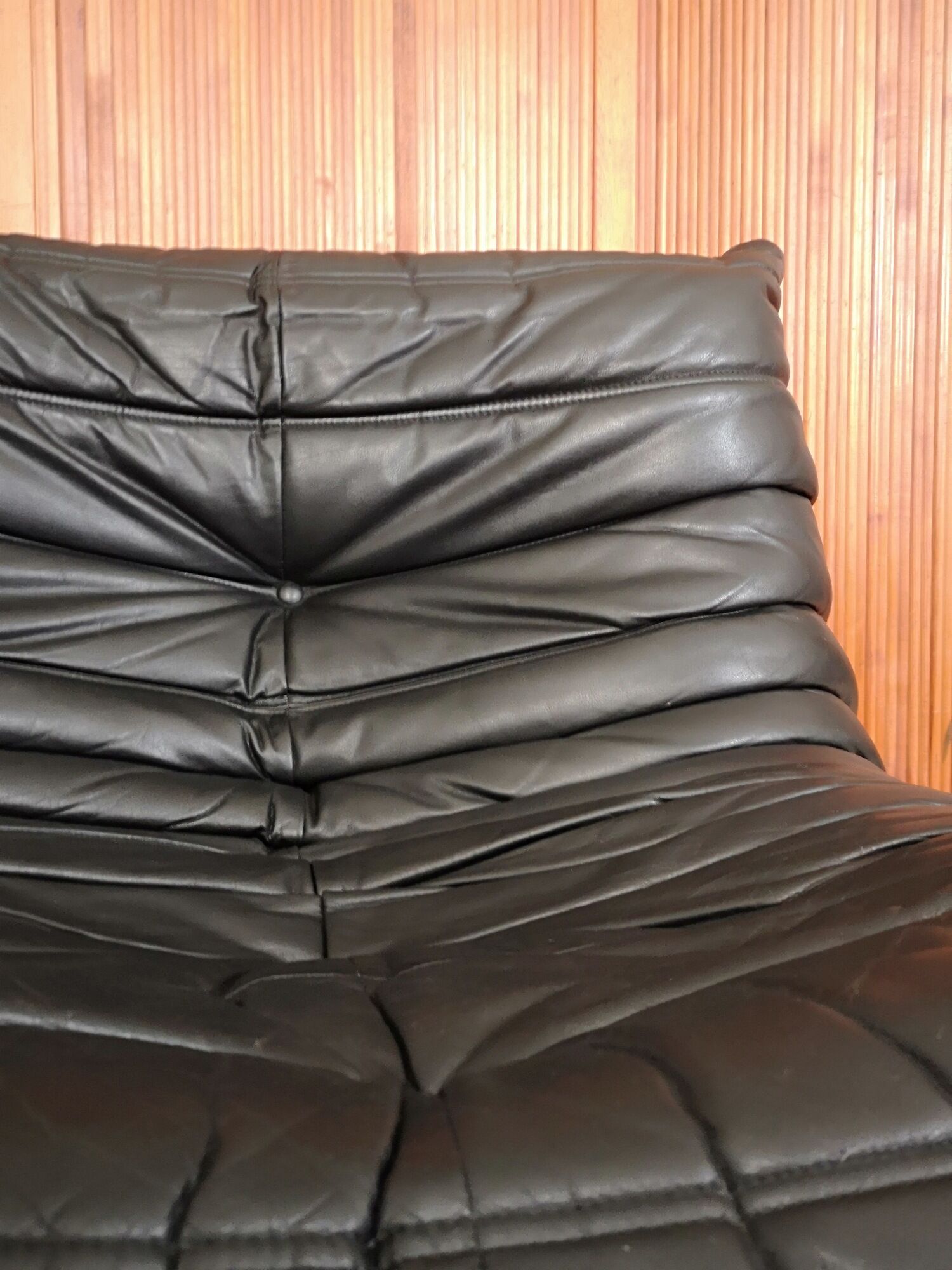 Togo armchair driver by Michel Ducaroy for roset line, black leather edition 1970