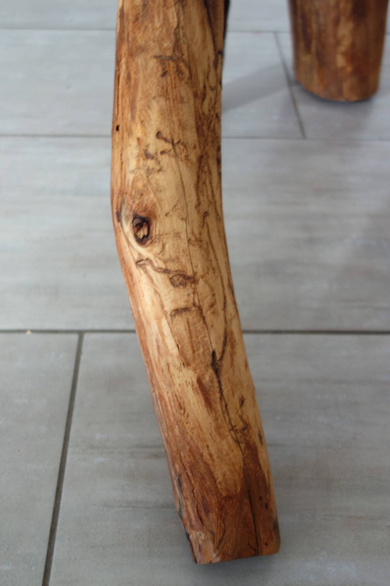 Vintage wooden brutalist stool or plant stand