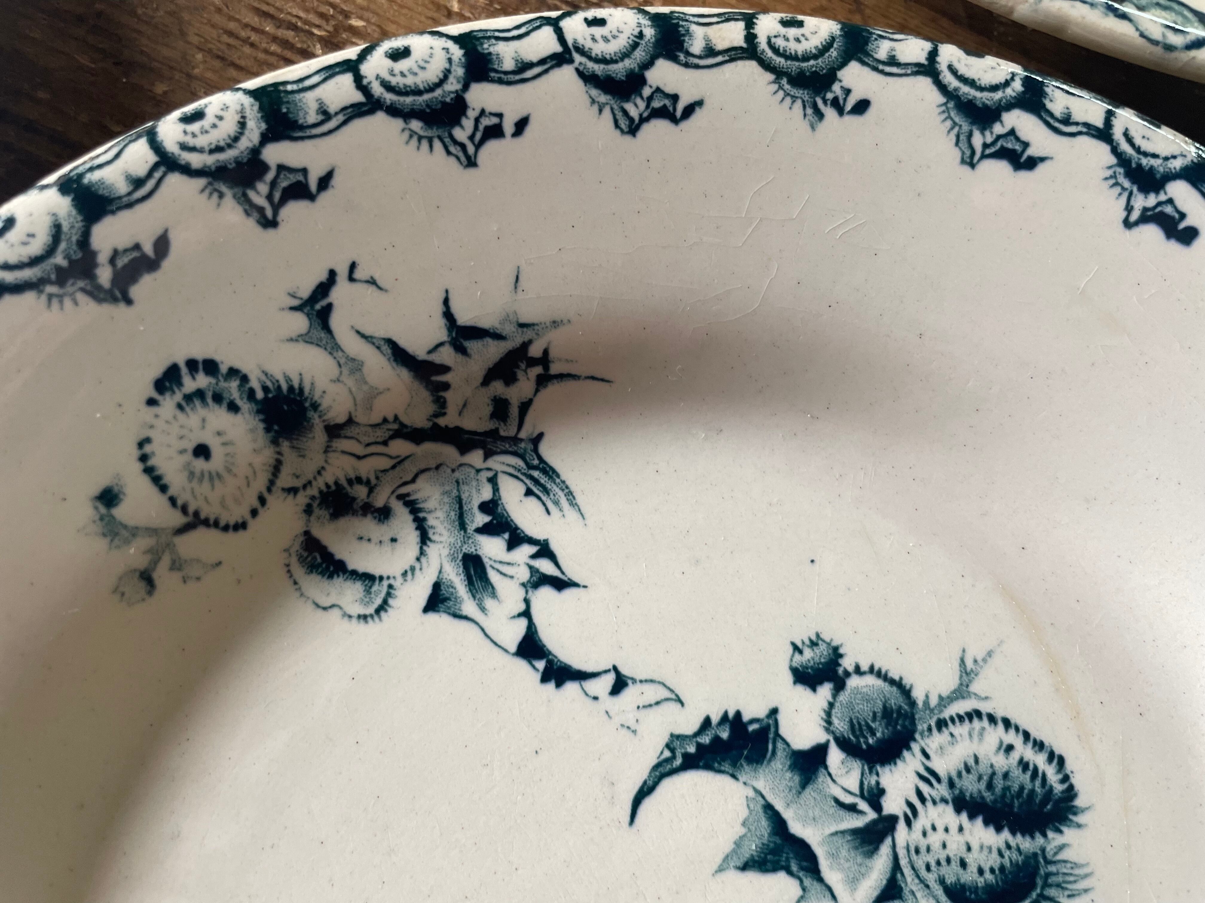 10 plates thistles Gien