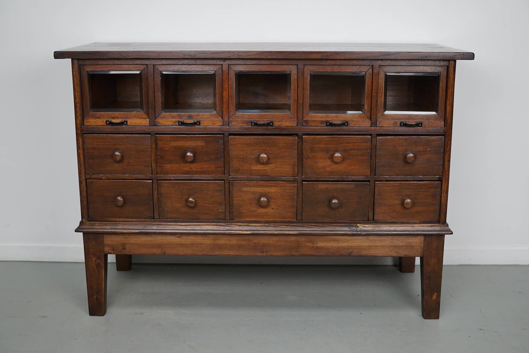 Antique German Oak Haberdashery Shop Cabinet, 1920/30s