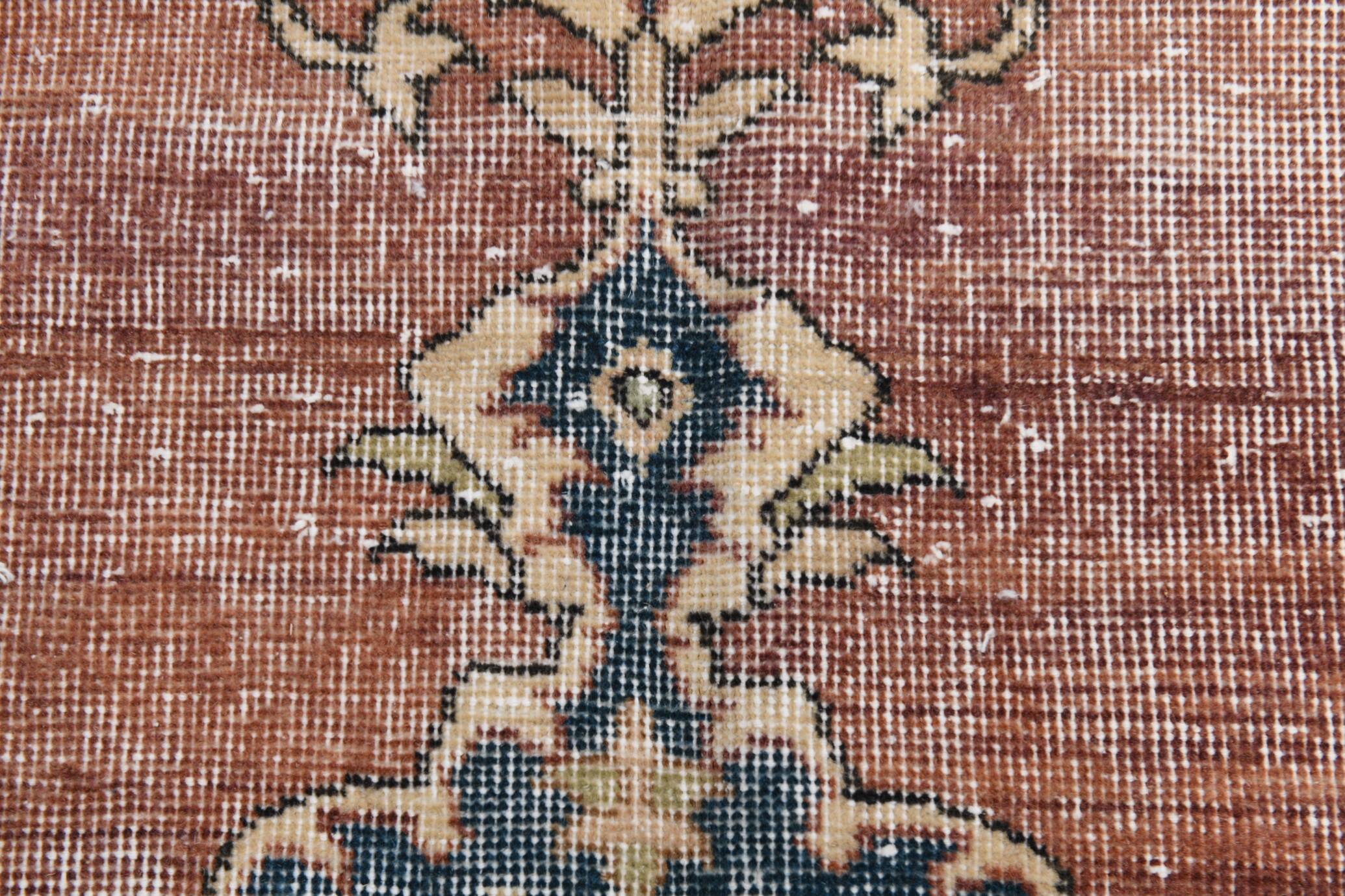 Terracotta Tones Pastel Decorative Vintage Persian Rug, 238x357 Cm