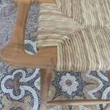Teak and raffia bar stool
