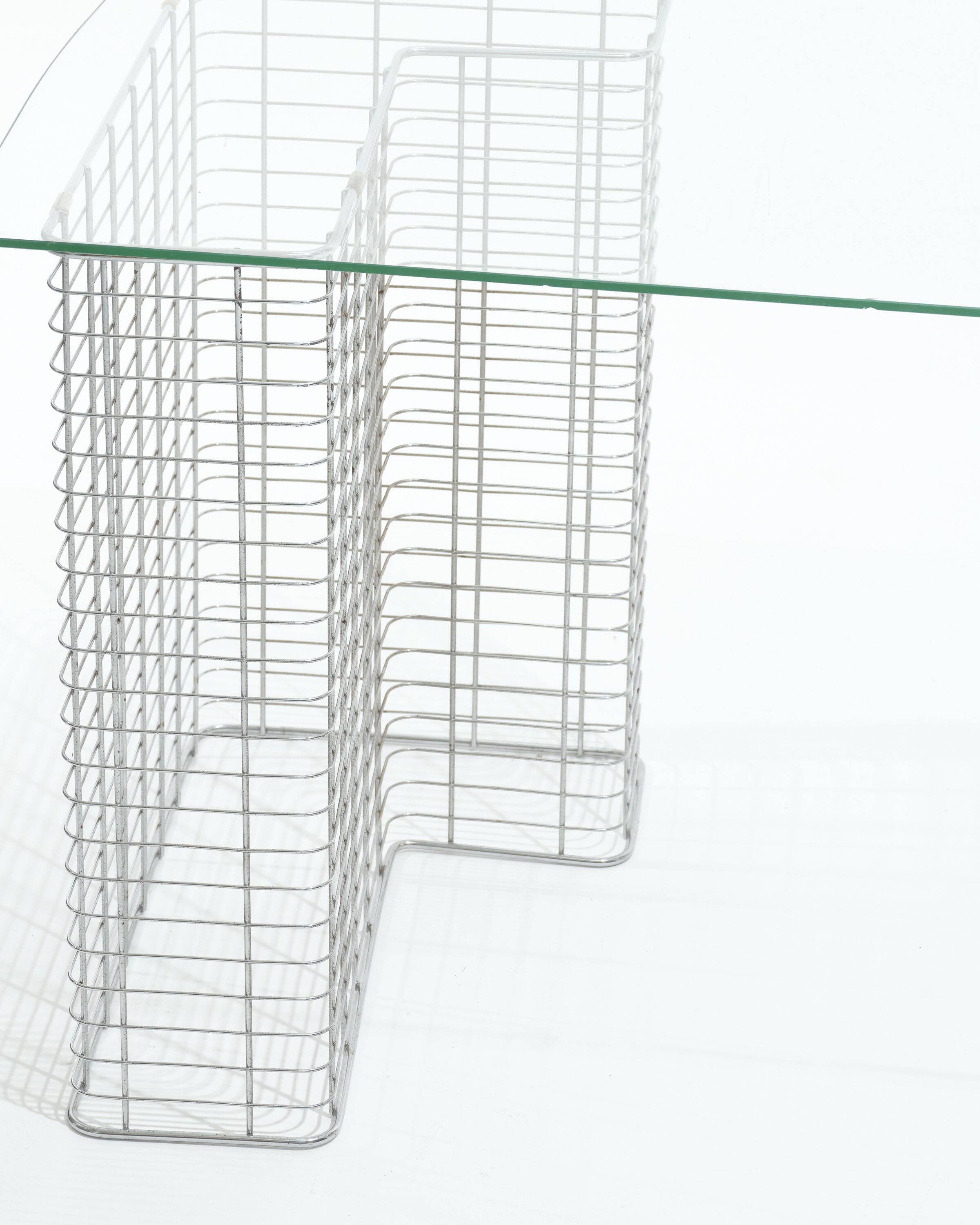 Wire glass and metal desk, terence conran, 1980s
