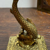 Bronze fish candlestick, late 19th century
