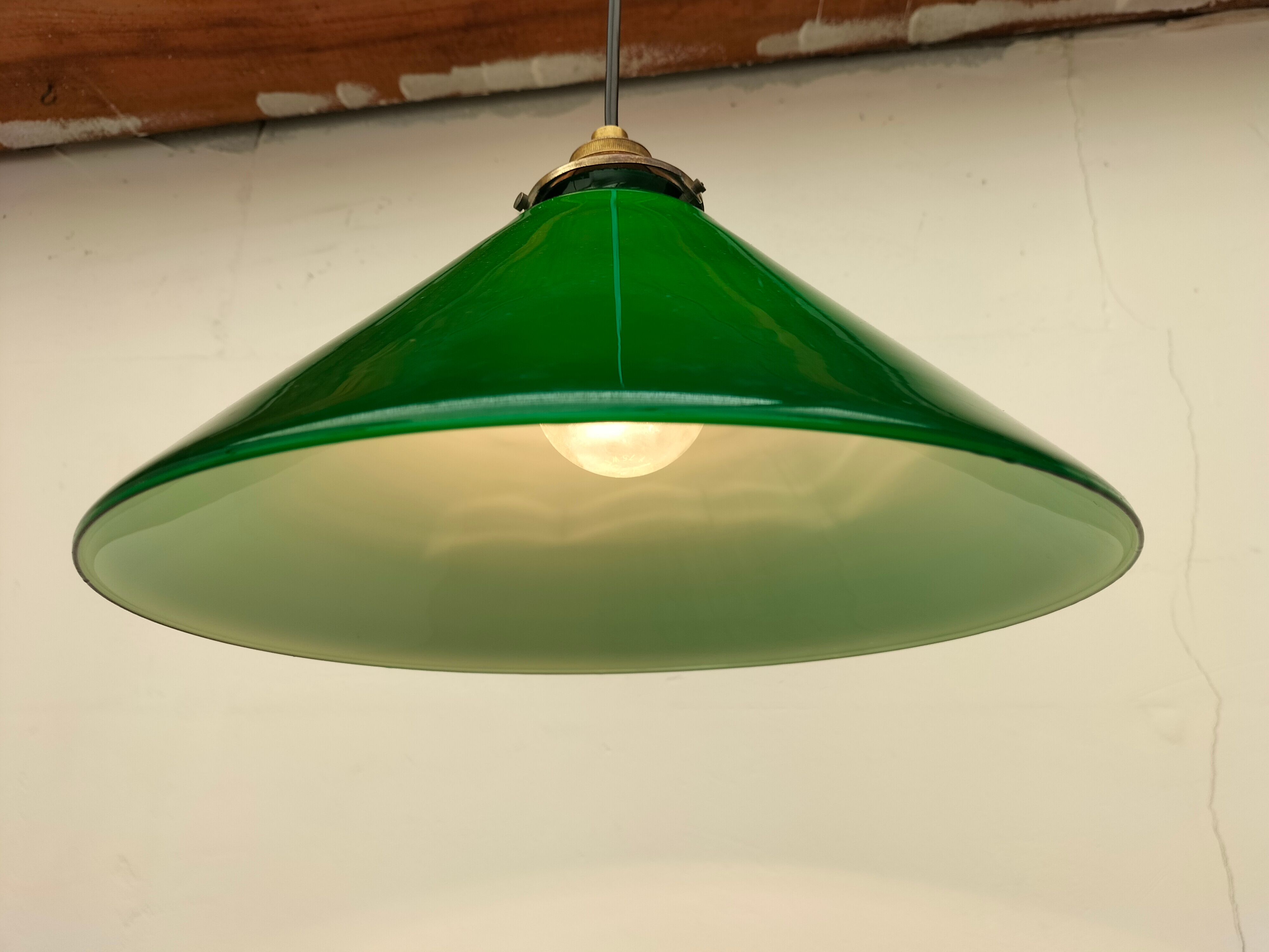 Old green opaline lamp