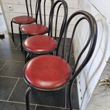chaises de bistrot en fer courbé x 4