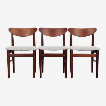 Ensemble de trois chaises en teck, design danois, années 1970