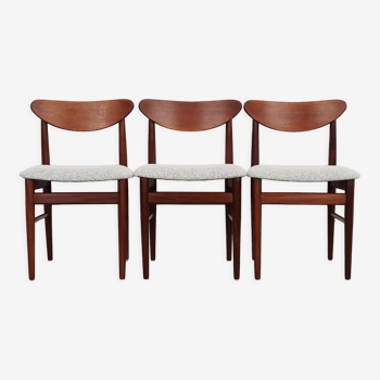 Set of three teak chairs, danish design, 1970s