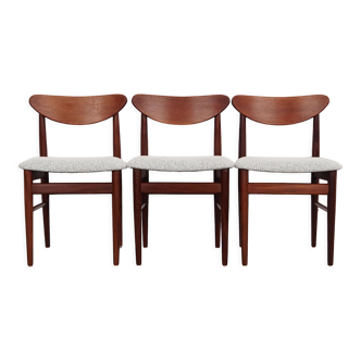 Set of three teak chairs, danish design, 1970s