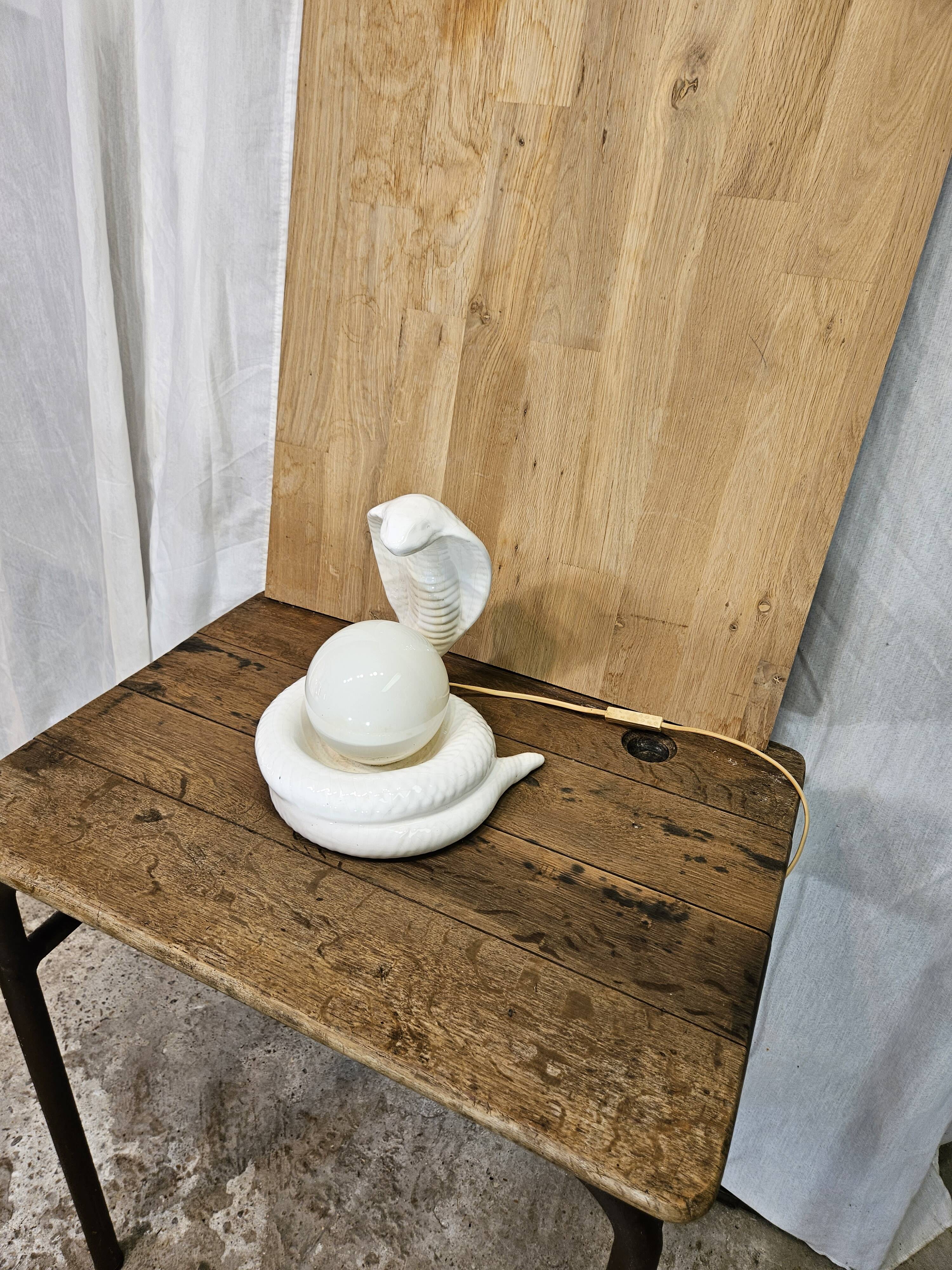 Cobra snake lamp 1970 1980 Avobin Italy