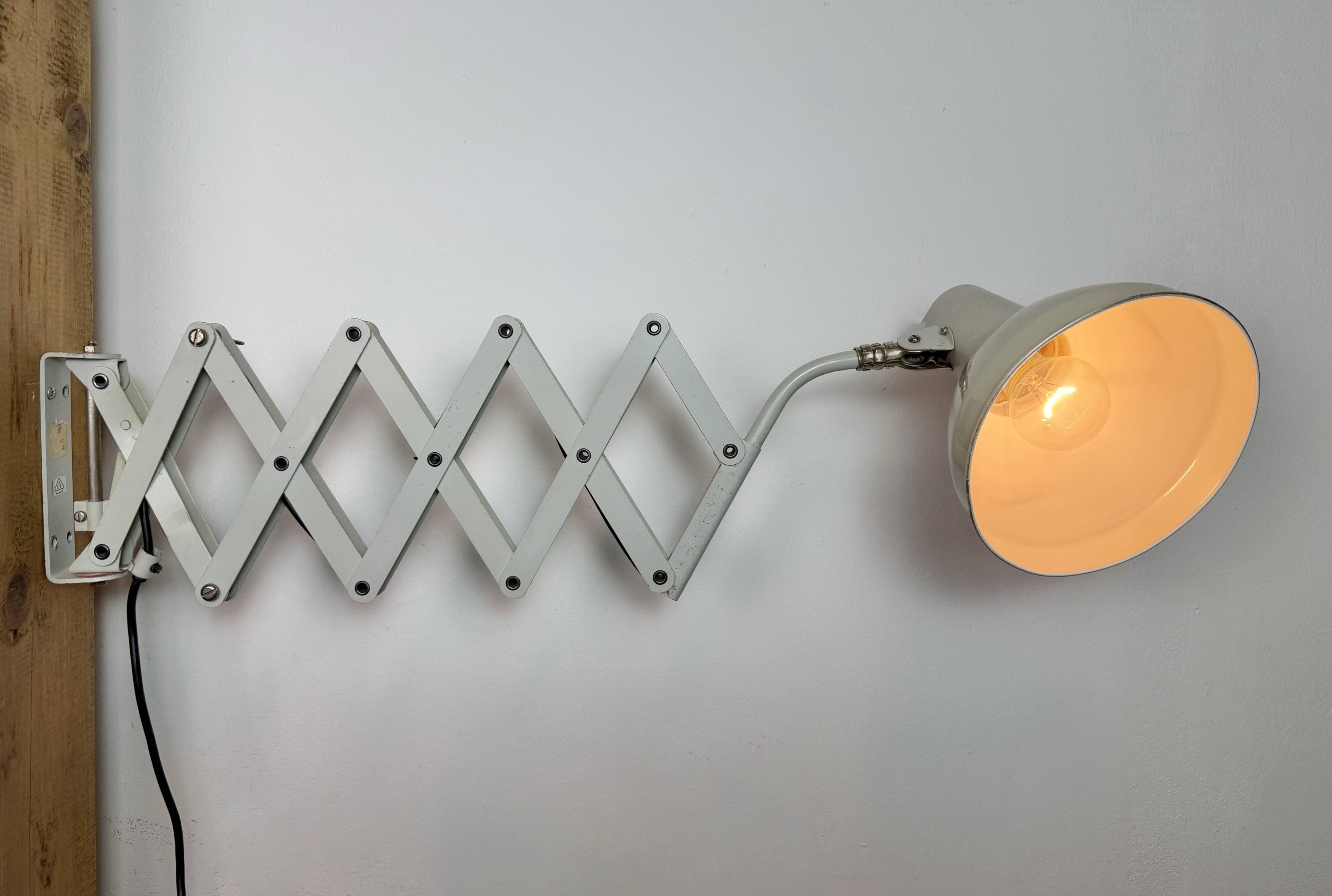 Grey German Industrial Scissor Wall Lamp from SIS, 1960s