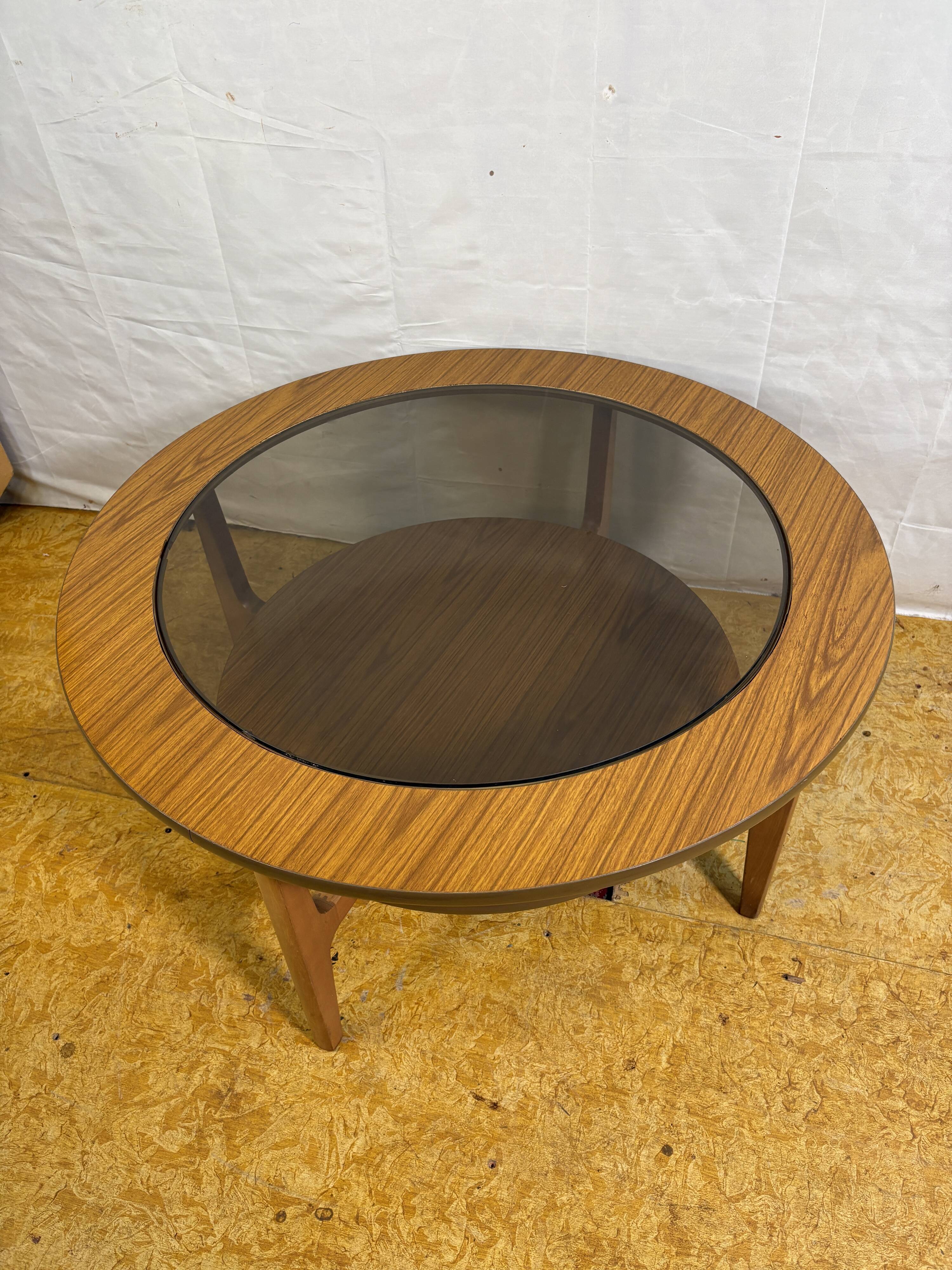 Mid Century Retro Vintage Round Coffee Table (Circa 1960–1970)  A stylish a