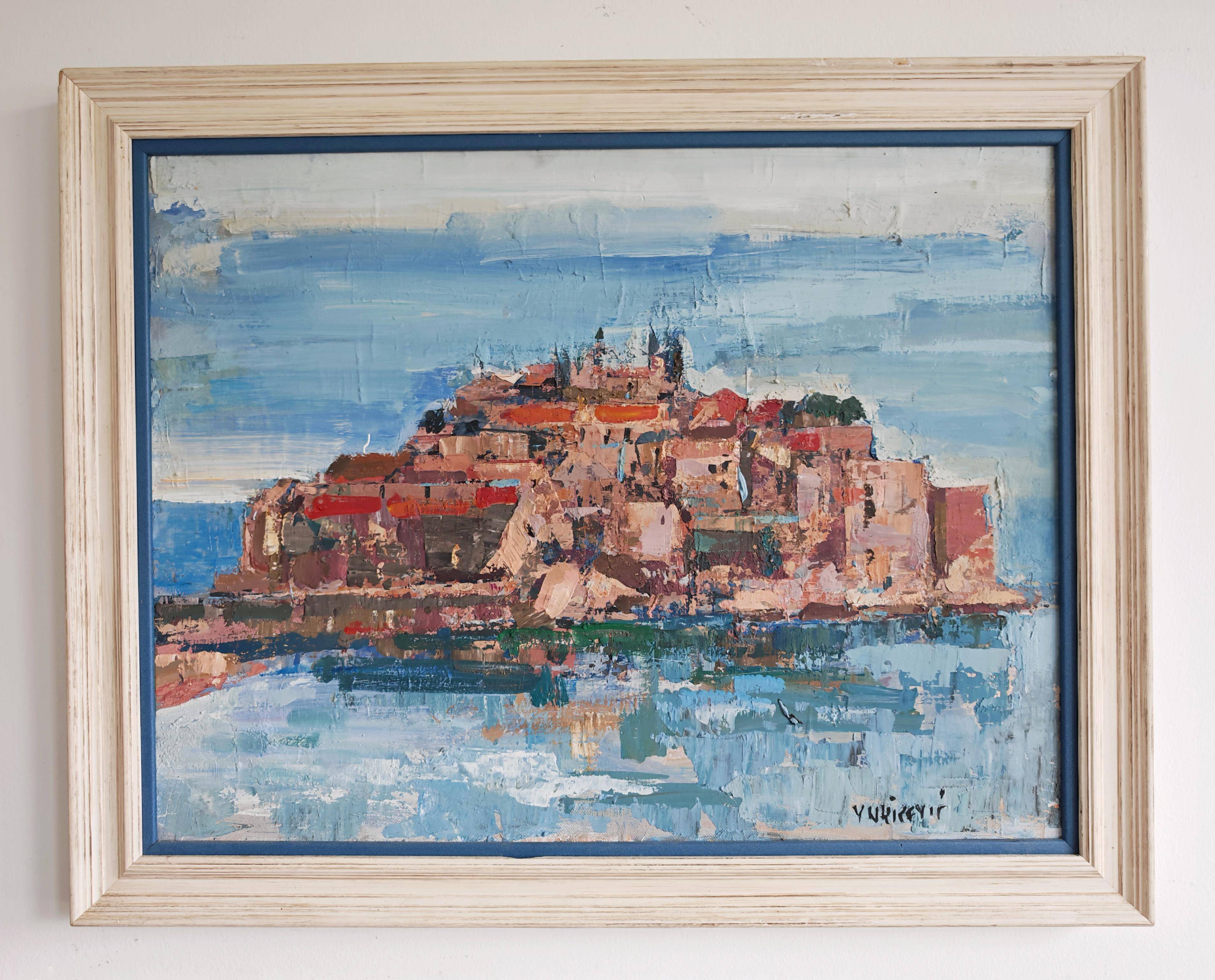 Mid Century painting "Saint Stephen Island" by Predrag Vukicevic