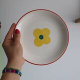 11 Yellow flower habitat plate with orange border BY PAGNOSSIN ITALY