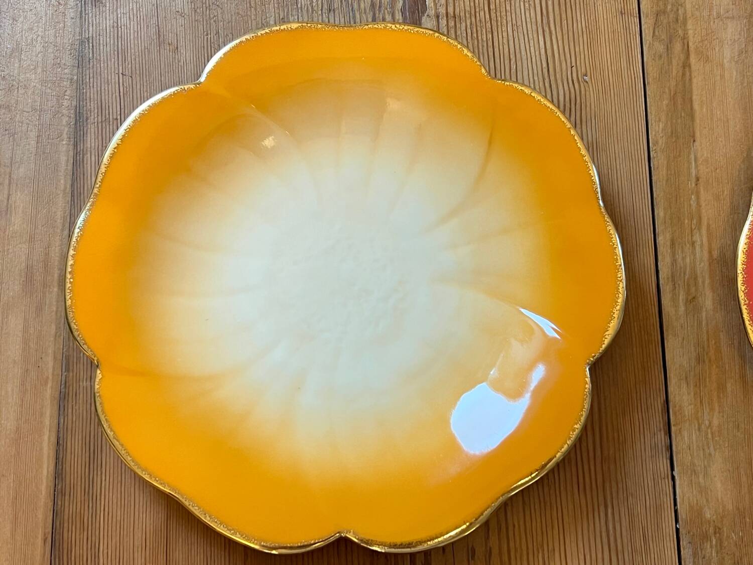 Set of 6 vintage floral plates by Geneviève Lethu