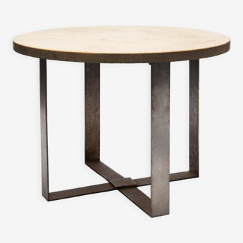 Travertine pedestal table
