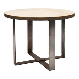 Travertine pedestal table