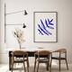Blue botanical illustration giclee print, 50x70