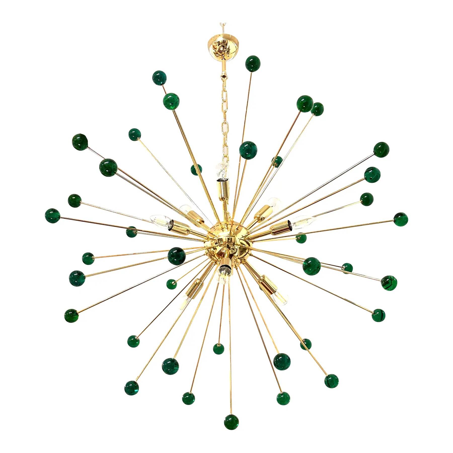 Contemporary Green “Star” Murano Glass Sputnik Chandelier