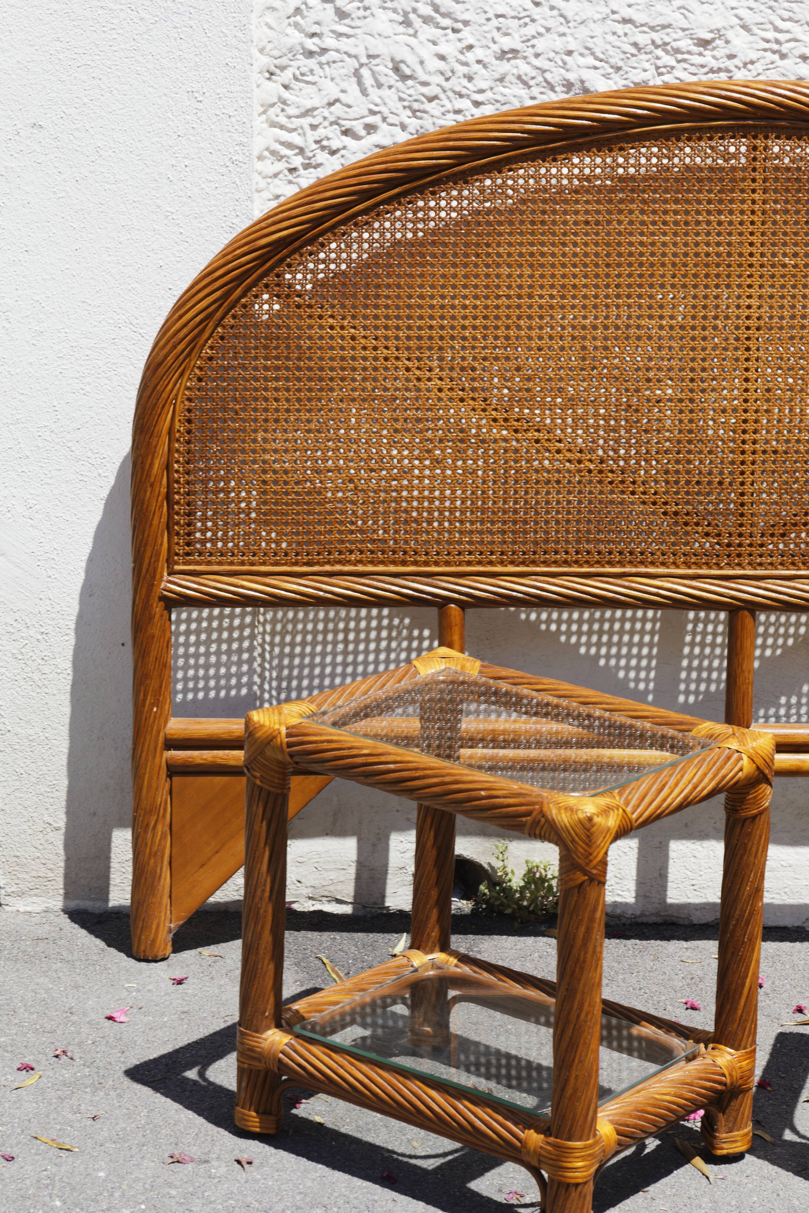 Set headboard and bedside woven rattan maugrion