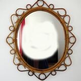 Rare oval bamboo mirror circa 1960