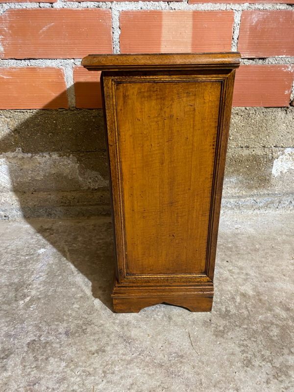 Semainier Ancien Meuble Bois 7 Tiroirs Marqueterie Poignées Métal Vint