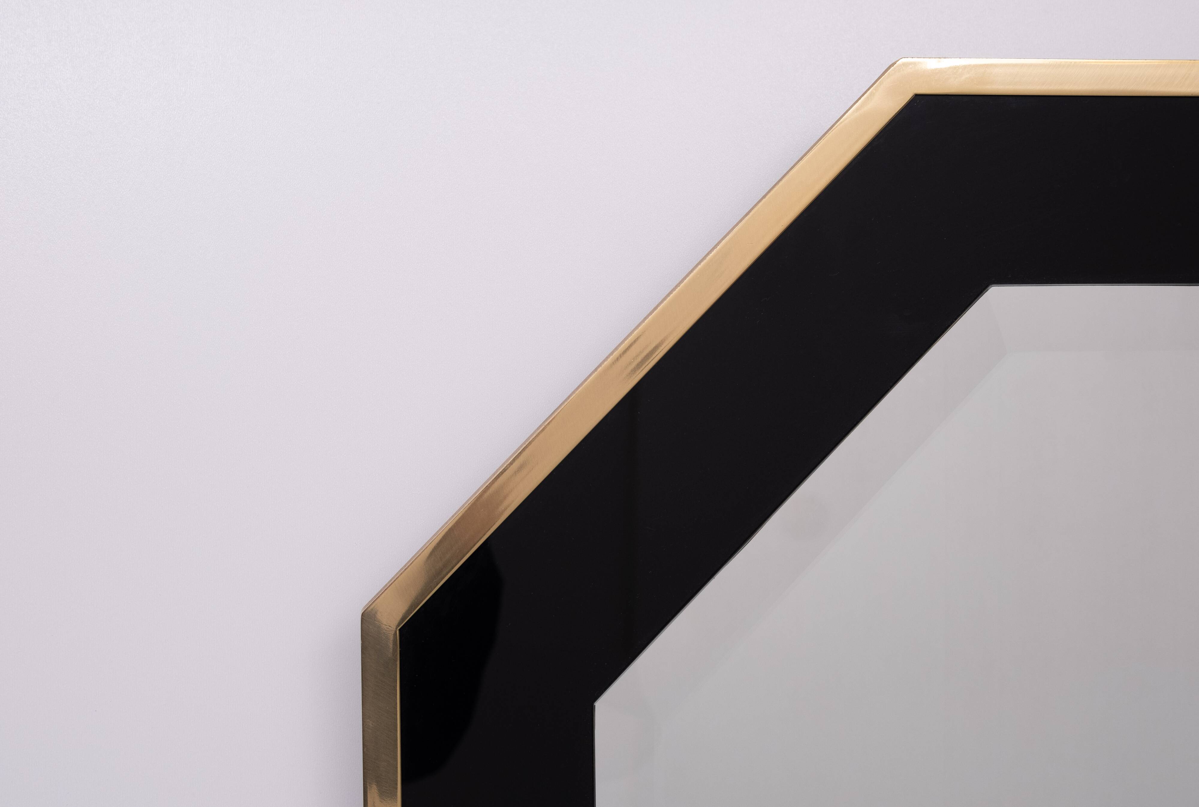 Octagonal Mirror frame in brass 1970s