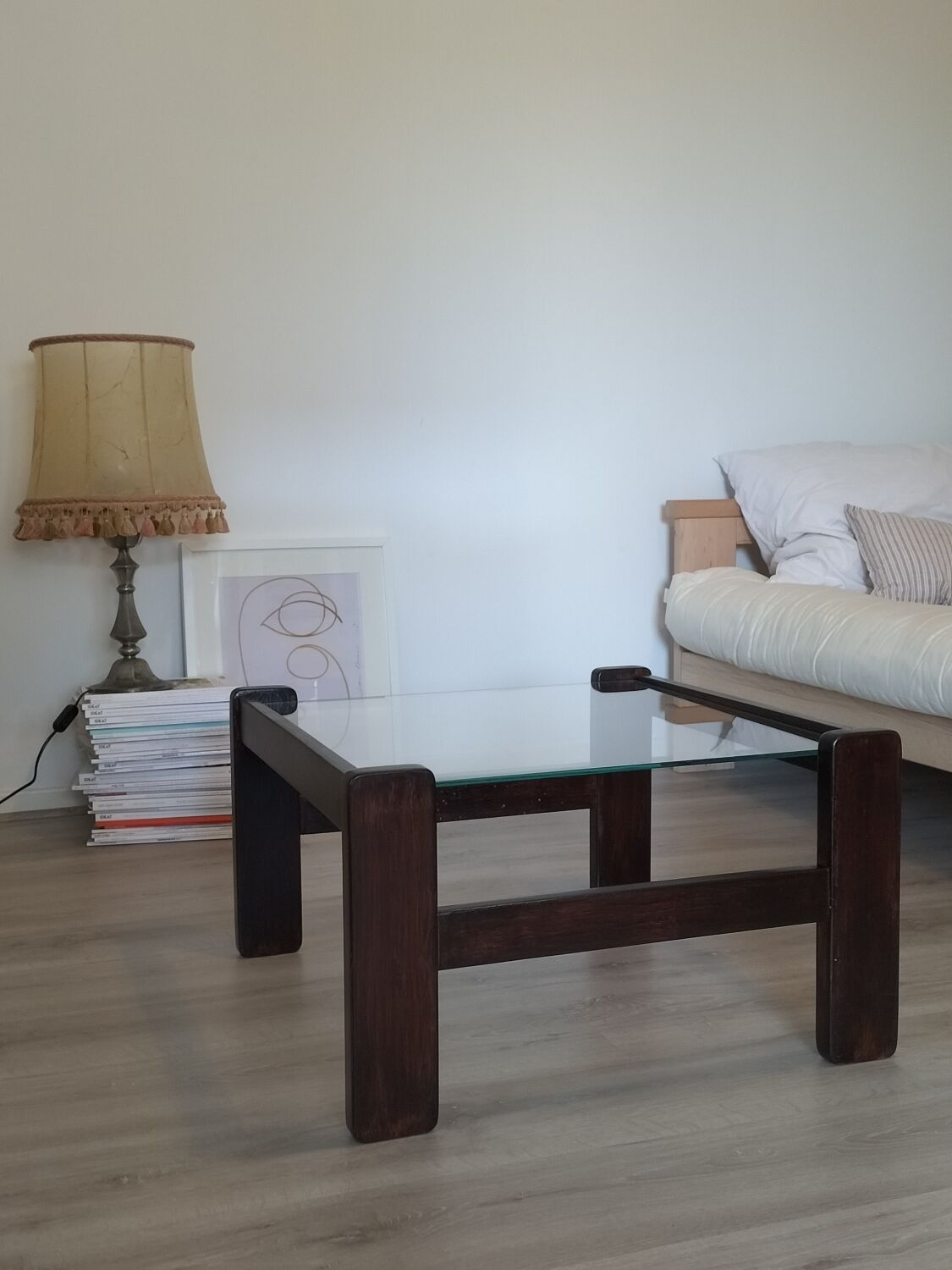 Wood and glass coffee table