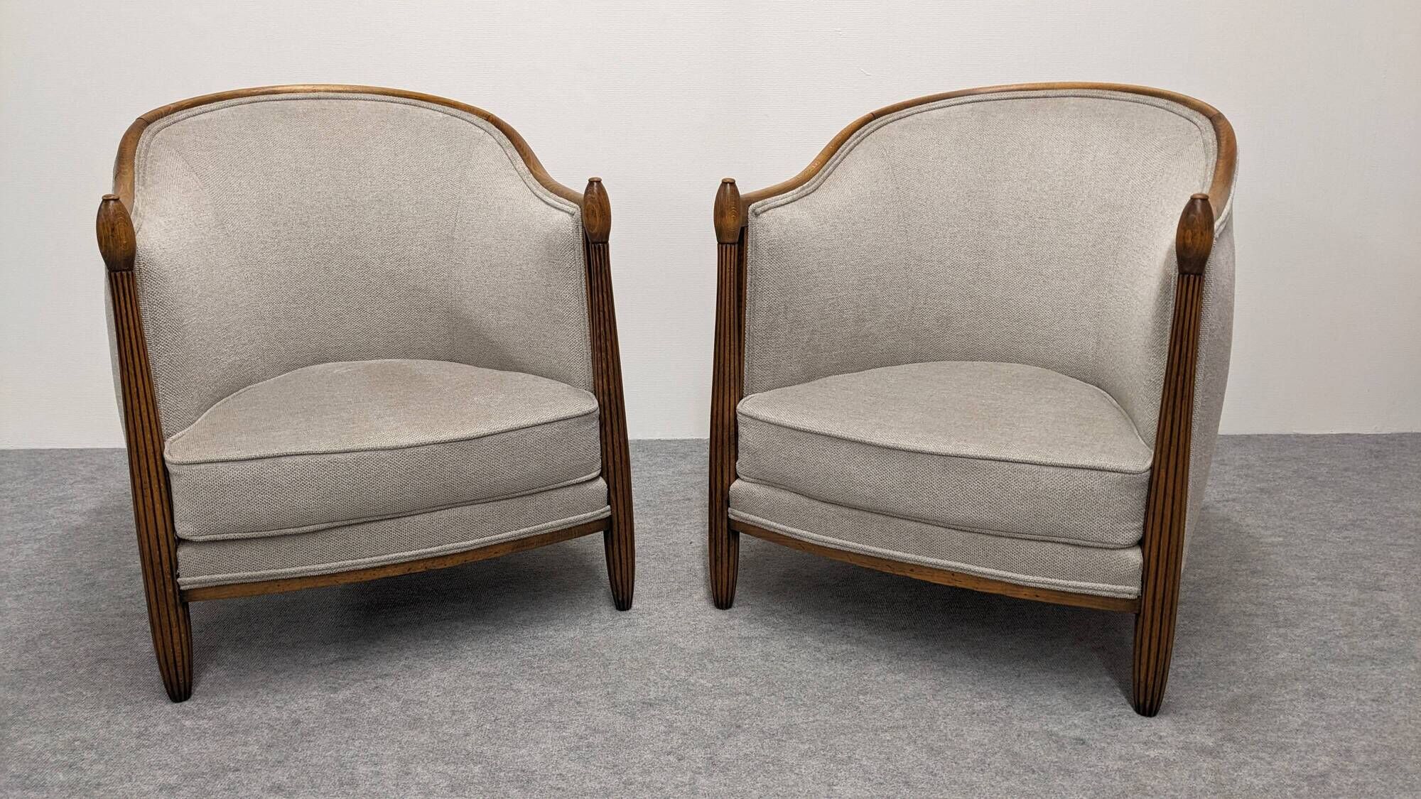 Pair of Art Deco gondola armchairs, France circa 1920