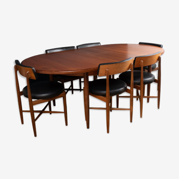 Retfresco dining table & 6 six chairs by victor wilkins, G-Plan 1960