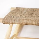 Moroccan handcrafted bench in wood and cord 100x40x40cm
