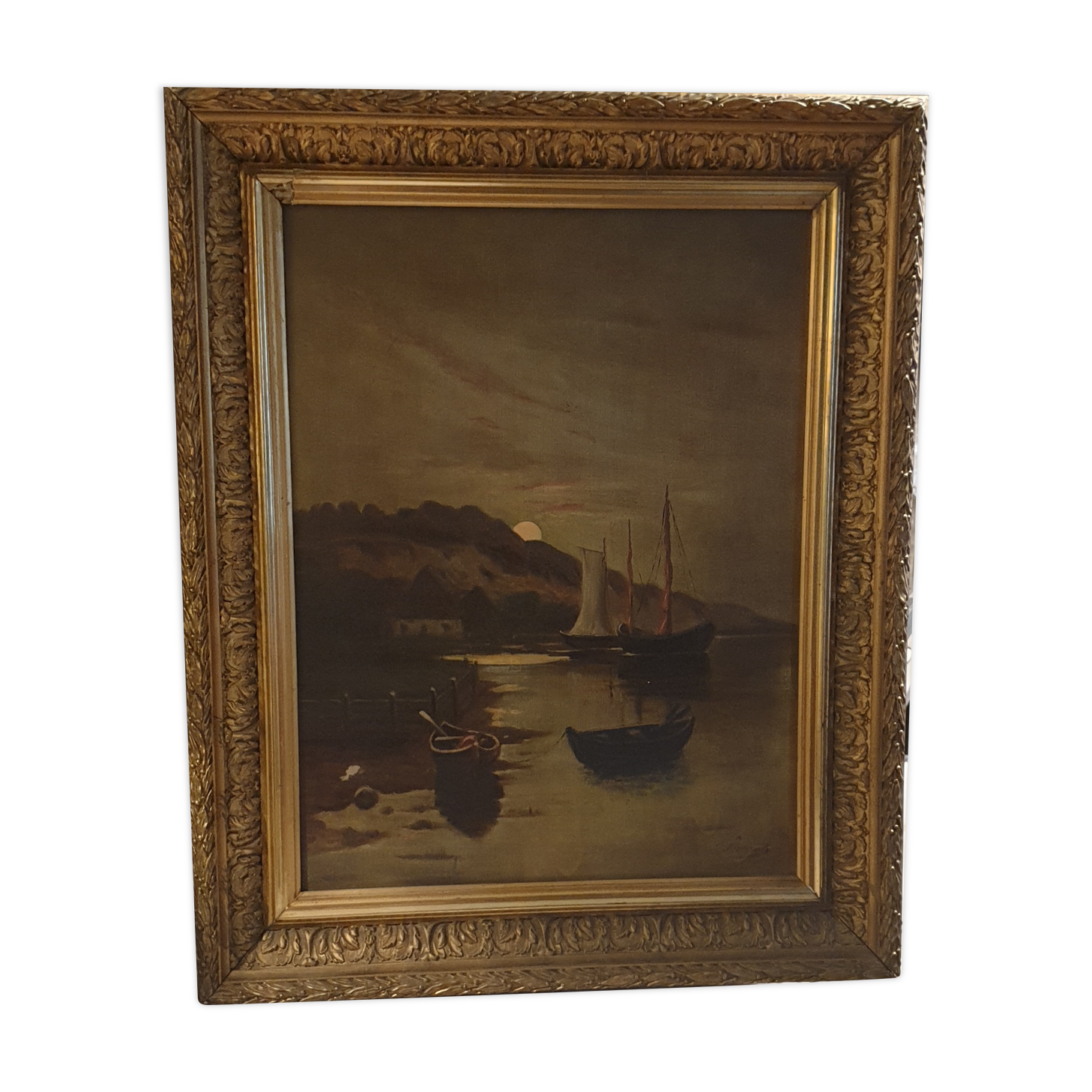 Safe oil Marine canvas in the moonlight