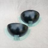 Postmodern wall lamps in half moon, 1990, set of 2