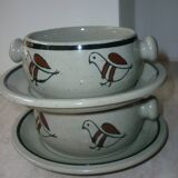 2 bowls with small plates in Korean stoneware