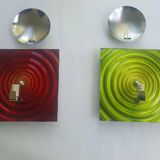 Pair of futuristic designer wall lights