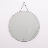 Art Deco Round Wall Mirror on chain 1930s
