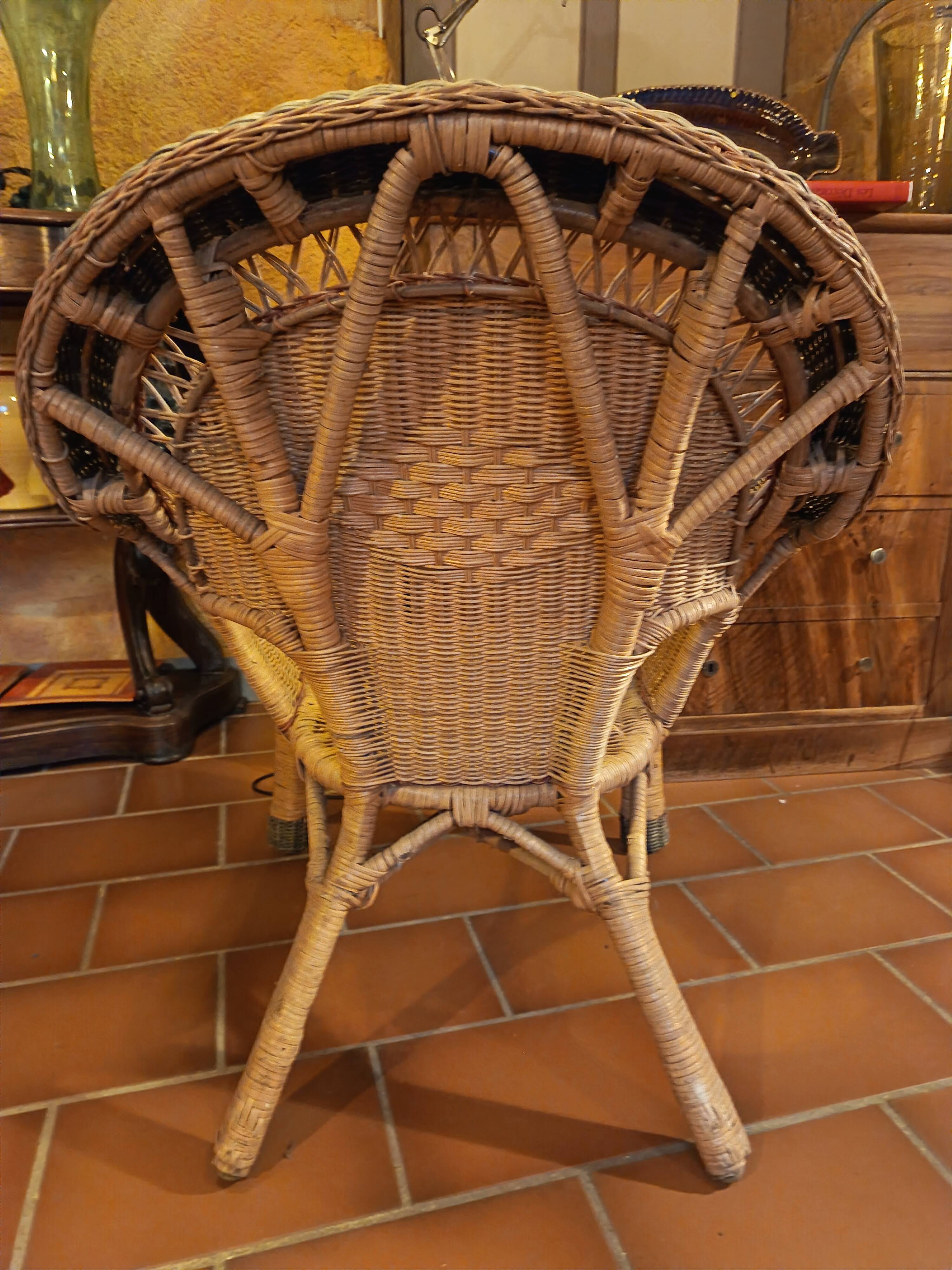 Rattan armchair and coffee table
