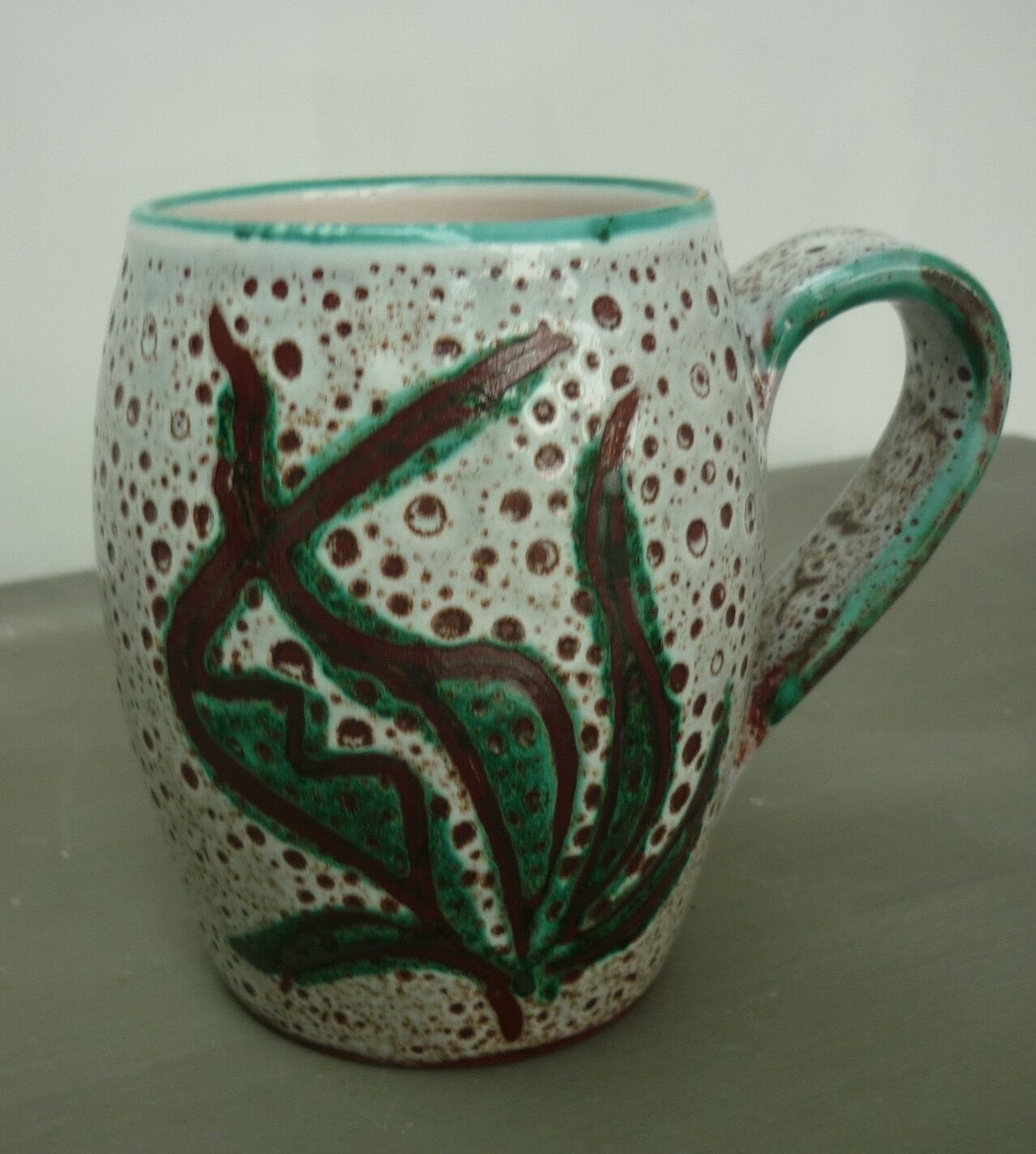 Cup/mug seaweed décor and fish Fat Lava vintage