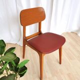 Vintage Beech Wood Dining Chair: Red Faux Leather, Made in Yugoslavia