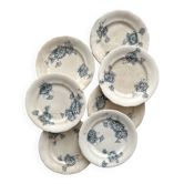 7 "Marguerite" ironstone dessert plates from the Nouvelle Givors pottery factory