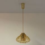 Vintage pendant lamp with amber glass shade