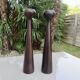 Pair of large Scandinavian teak candlesticks, vintage 1960.