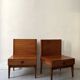 Modernist pair / Scandinavian wooden bedside tables, 1970 design.