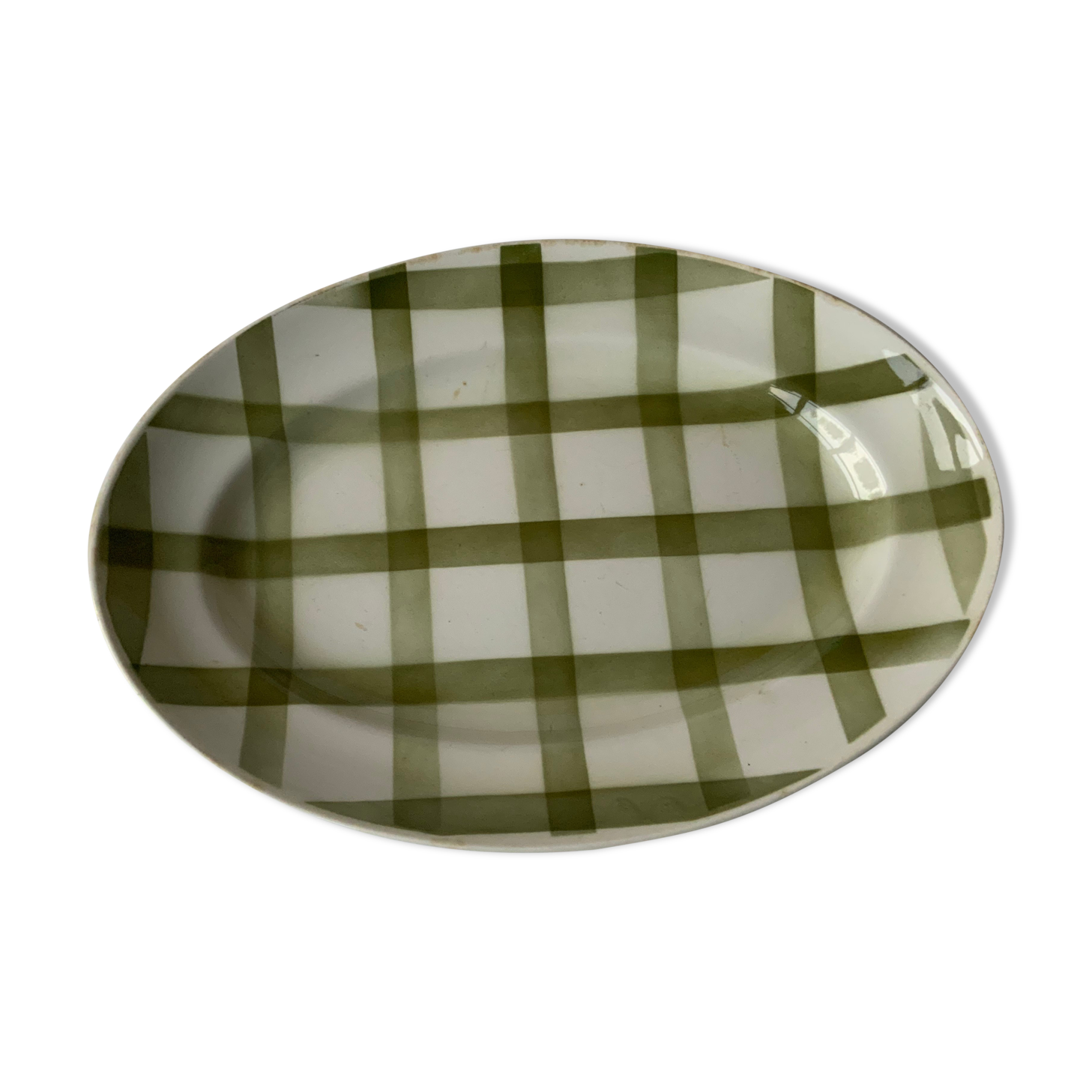Selency oval checkered dish x Monoprix Croisé Laroche