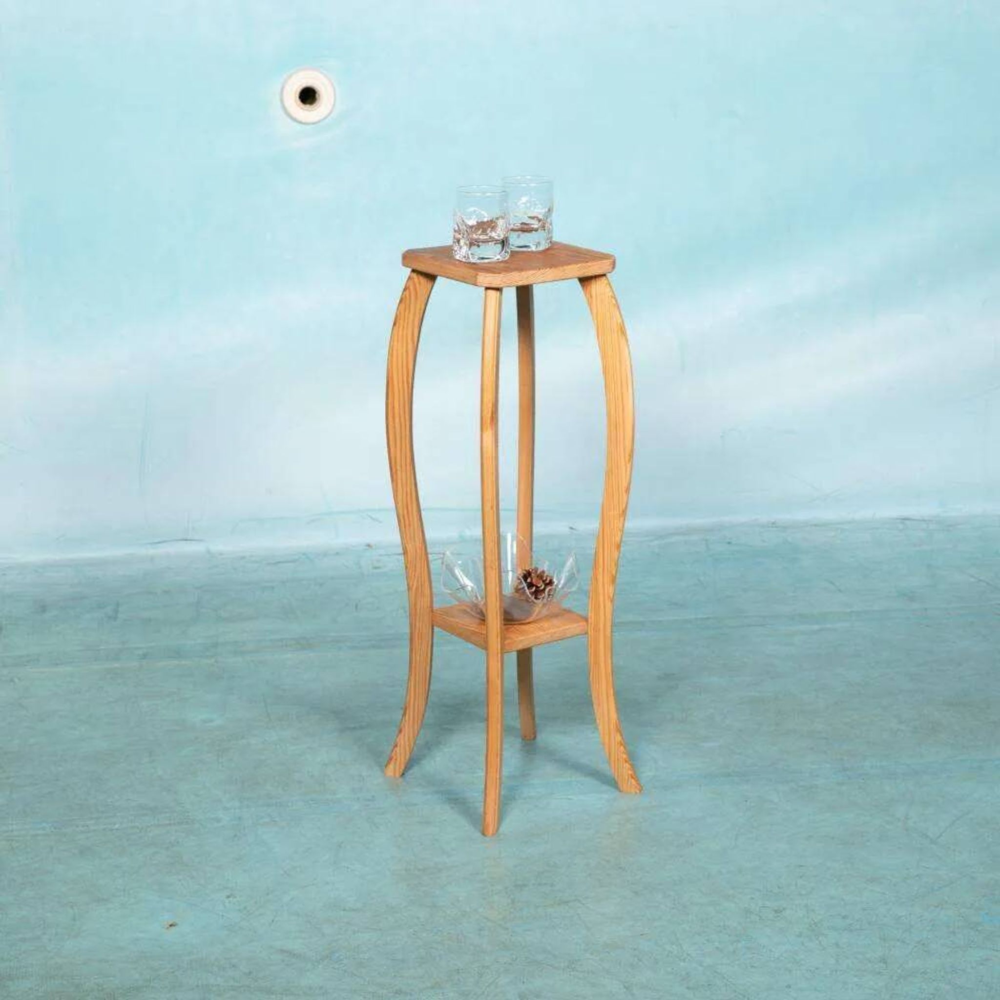 Vintage pine plant shelf, plant stand Sweden 1960